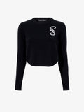 Flat image of Stella Sweater In Cashmere Jacquard in black
