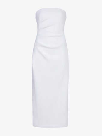 Flat image of Shira Strapless Dress in Matte Viscose Crepe in white