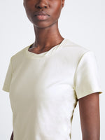 Detail image of model wearing Maren Top in Eco Cotton Jersey in bone