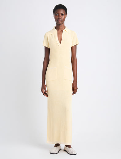 Front image of model wearing Auden Dress In Textured Knit in YELLOW