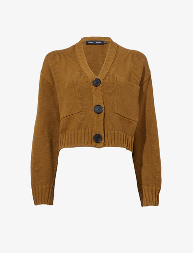 Flat image of Sofia Cardigan In Cotton in OCHRE