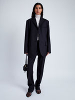 Front full length image of model wearing Archer Jacket In Wool Twill in Black
