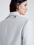 Detail image of model wearing Archer Jacket in Wool Twill Suiting in SMOKE