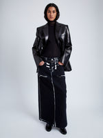 Front full length image of model wearing Hayes Jacket In Leather in Black
