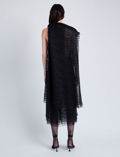 Proenza Schouler Back image of model wearing Maude Dress in Geo Lace in BLACK