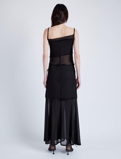 Proenza Schouler Back image of model wearing Dani Dress in Chiffon in black