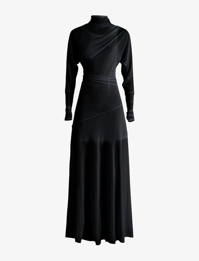 Proenza Schouler Still Life image of Paula Dress in Sheer Crepe Jersey in BLACK
