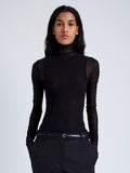 Front cropped image of model wearing Rio Top In Tulle Jersey in Black
