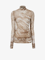 Proenza Schouler Still Life image of Rio Top in Printed Stretch Tulle Jersey in WOOD