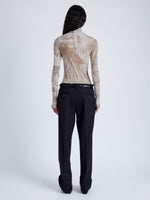 Proenza Schouler Back full length image of model wearing Rio Top in Printed Stretch Tulle Jersey in WOOD
