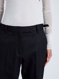 Detail image of model wearing Teddy Pant In Wool Twill in Black