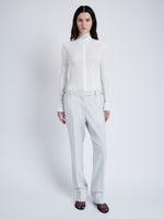 Front image of model wearing Teddy Pant in Wool Twill Suiting in SMOKE
