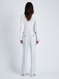 Back image of model wearing Teddy Pant in Wool Twill Suiting in SMOKE