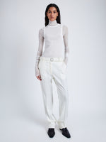 Front full length image of model wearing Teddy Pant In Wool Twill in Wax