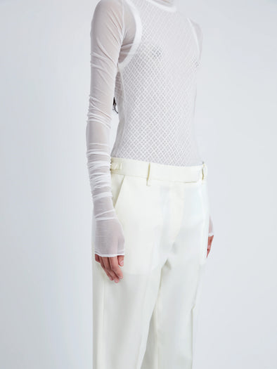 Proenza Schouler Detail image of model wearing Teddy Pant in Wool Twill Suiting in WAX