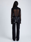 Back full length image of model wearing Smithson Shirt In Silk Knit in Black