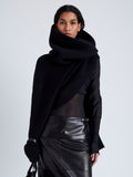 Front cropped image of model wearing Tube Scarf In Cashmere Knit in Black