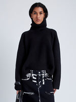 Front cropped image of model wearing Yara Sweater In Double Face Cashmere in Black