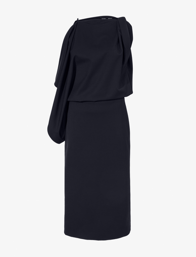 Proenza Schouler Still Life image of Elena Dress in Wool Gabardine Suiting in BLACK