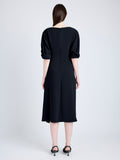 Proenza Schouler Back full length image of model wearing Maisie Dress in Matte Viscose Crepe in BLACK