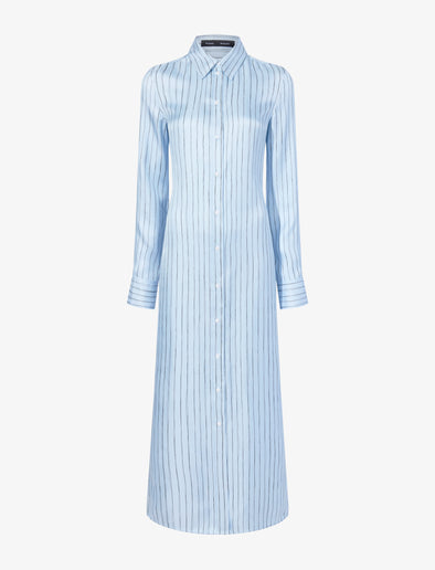 Proenza Schouler Still Life image of Hannah Dress in Stripe Silk Twill in PALE BLUE MULTI