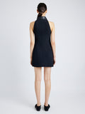 Proenza Schouler Back full length image of model wearing Emi Dress in Bi-Stretch Suiting in BLACK