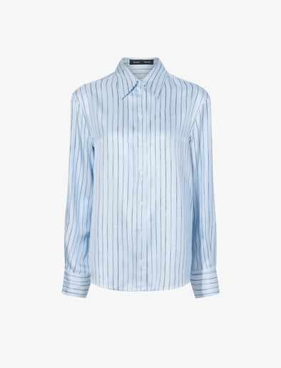 Proenza Schouler Still Life image of Madison Top in Stripe Silk Twill in PALE BLUE MULTI