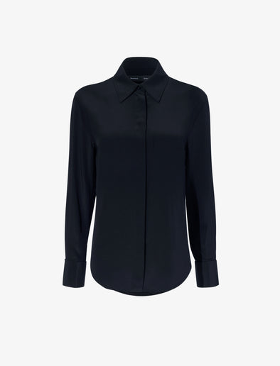 Proenza Schouler flat image of Arabella Top in Eco Silk in BLACK