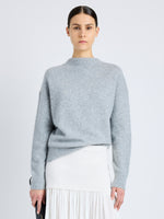 Proenza Schouler Front cropped image of model wearing Bria Top in Cashmere Silk in GREY MELANGE