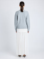 Proenza Schouler Back full length image of model wearing Bria Top in Cashmere Silk in GREY MELANGE