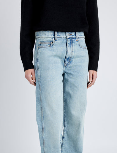 Proenza Schouler detail image of model wearing Ryman Jean in CLASSIC WASH