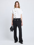 Proenza Schouler Front full length image of model wearing Zion Top in Linen Viscose in Off White