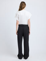 Proenza Schouler Back full length image of model wearing Zion Top in Linen Viscose in Off White