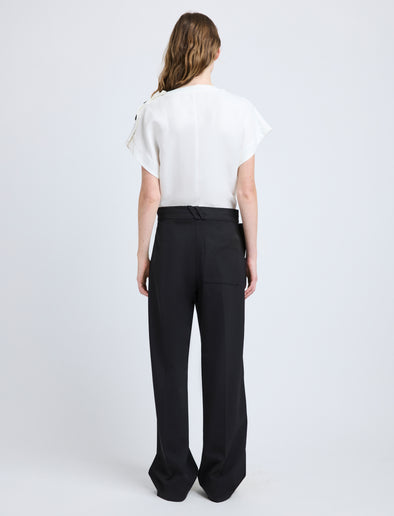 Proenza Schouler Back full length image of model wearing Zion Top in Linen Viscose in Off White