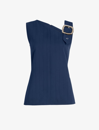 Proenza Schouler Still Life image of Marin Top in Technical Nylon Jacquard in Midnight