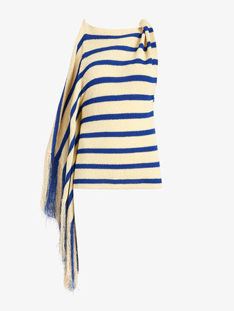 Proenza Schouler Still Life image of Yves Top in Stripe Fringed Knit in Pale Yellow Multi