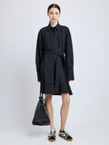 Proenza Schouler Front full length image of model wearing Sammy Dress in Eco Cotton Poplin in Black