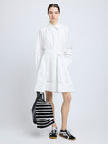 Proenza Schouler Front full length image of model wearing Sammy Dress in Eco Cotton Poplin in White