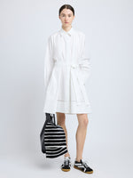 Proenza Schouler Front full length image of model wearing Sammy Dress in Eco Cotton Poplin in White