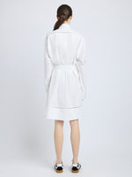 Proenza Schouler Back full length image of model wearing Sammy Dress in Eco Cotton Poplin in White