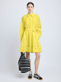 Proenza Schouler Front full length image of model wearing Sammy Dress in Eco Cotton Poplin in Yellow