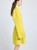 Proenza Schouler Detail image of model wearing Sammy Dress in Eco Cotton Poplin in Yellow