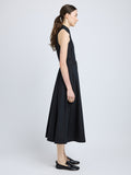 Proenza Schouler Side full length image of model wearing Dorothy Dress in Eco Cotton Poplin in Black