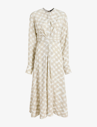 Proenza Schouler Still Life image of Keria Dress in Printed Crepe De Chine in Oyster Multi