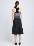 Proenza Schouler Back full length image of model wearing Laci Skirt in Eco Cotton Poplin in Black