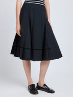 Proenza Schouler Detail image of model wearing Laci Skirt in Eco Cotton Poplin in Black