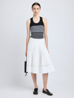Proenza Schouler front image of model wearing Laci Skirt in Eco Cotton Poplin in white