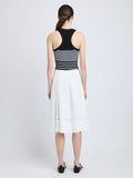 Proenza Schouler back image of model wearing Laci Skirt in Eco Cotton Poplin in white