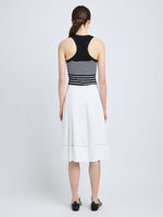 Proenza Schouler back image of model wearing Laci Skirt in Eco Cotton Poplin in white