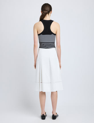 Proenza Schouler back image of model wearing Laci Skirt in Eco Cotton Poplin in white